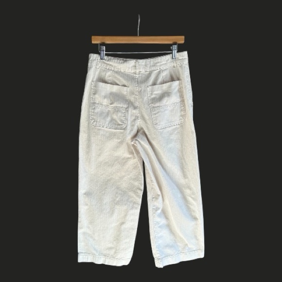 FREE PEOPLE Cream Striped Wide Leg Cropped Utility Pants 10 - Picture 3 of 11